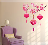 Living Room Beautiful Chinese Lamps Lantern in Pink on Floral Branch