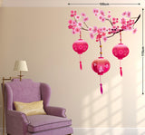 Living Room Beautiful Chinese Lamps Lantern in Pink on Floral Branch