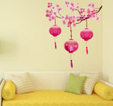 Living Room Beautiful Chinese Lamps Lantern in Pink on Floral Branch