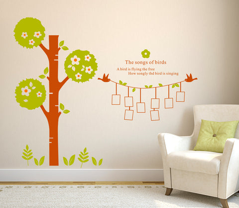 Family Tree Living Room Decorative Stickers with Blank Frames and Love Quote