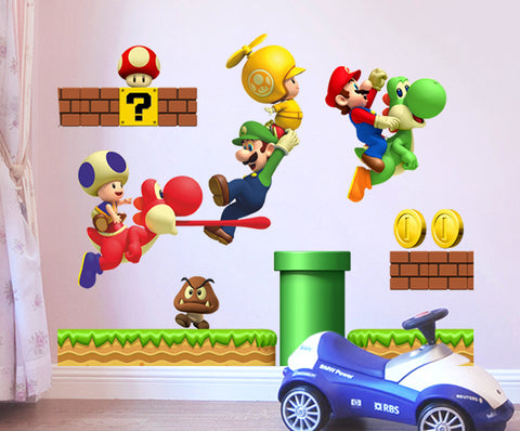 Super Mario Game Wall Decal for Kids Room Baby Room Cartoon Vinyl