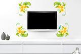 Flowers in Yellow Leaves Border Frame LED TV Background Vinyl