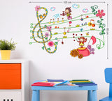 Cartoon Kids Musical Notes with Flowers and Decorative Elements Baby Room Nursery Room Vinyl