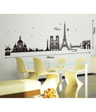 City Skyline Paris Eiffel Tower Silhouette Black Color Border Design for Hall