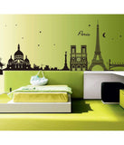 City Skyline Paris Eiffel Tower Silhouette Black Color Border Design for Hall