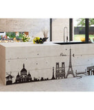 City Skyline Paris Eiffel Tower Silhouette Black Color Border Design for Hall