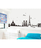 City Skyline Paris Eiffel Tower Silhouette Black Color Border Design for Hall