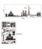 City Skyline Paris Eiffel Tower Silhouette Black Color Border Design for Hall