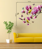 Floral Lovely Magnolia Branch Purple Home Decoration Vinyl