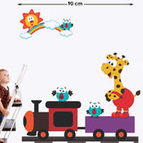 Giraffe on Toy Train