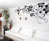 Giant Black Floral Vine and Butterflies -Double Sheet