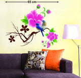 Living Room Design Blue Birds with Pink Flowers