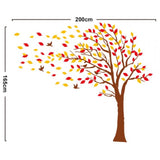 Brown Tree with Falling Leaves