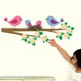 Flower Branch with Birds Family