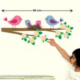 Flower Branch with Birds Family