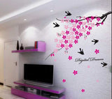 Pink Flower Branch with Birds