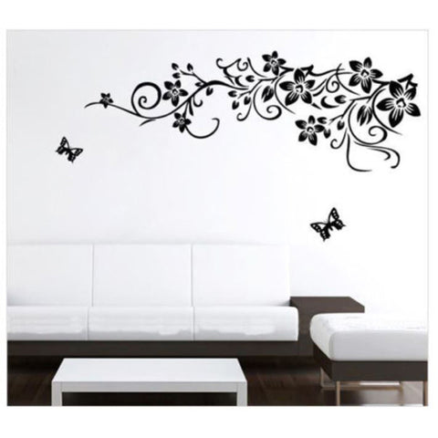 Black Floral Vine Removable