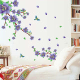 Flowers Branch in Purple with Magpie Birds Large Size Sofa Bedroom Background Walls